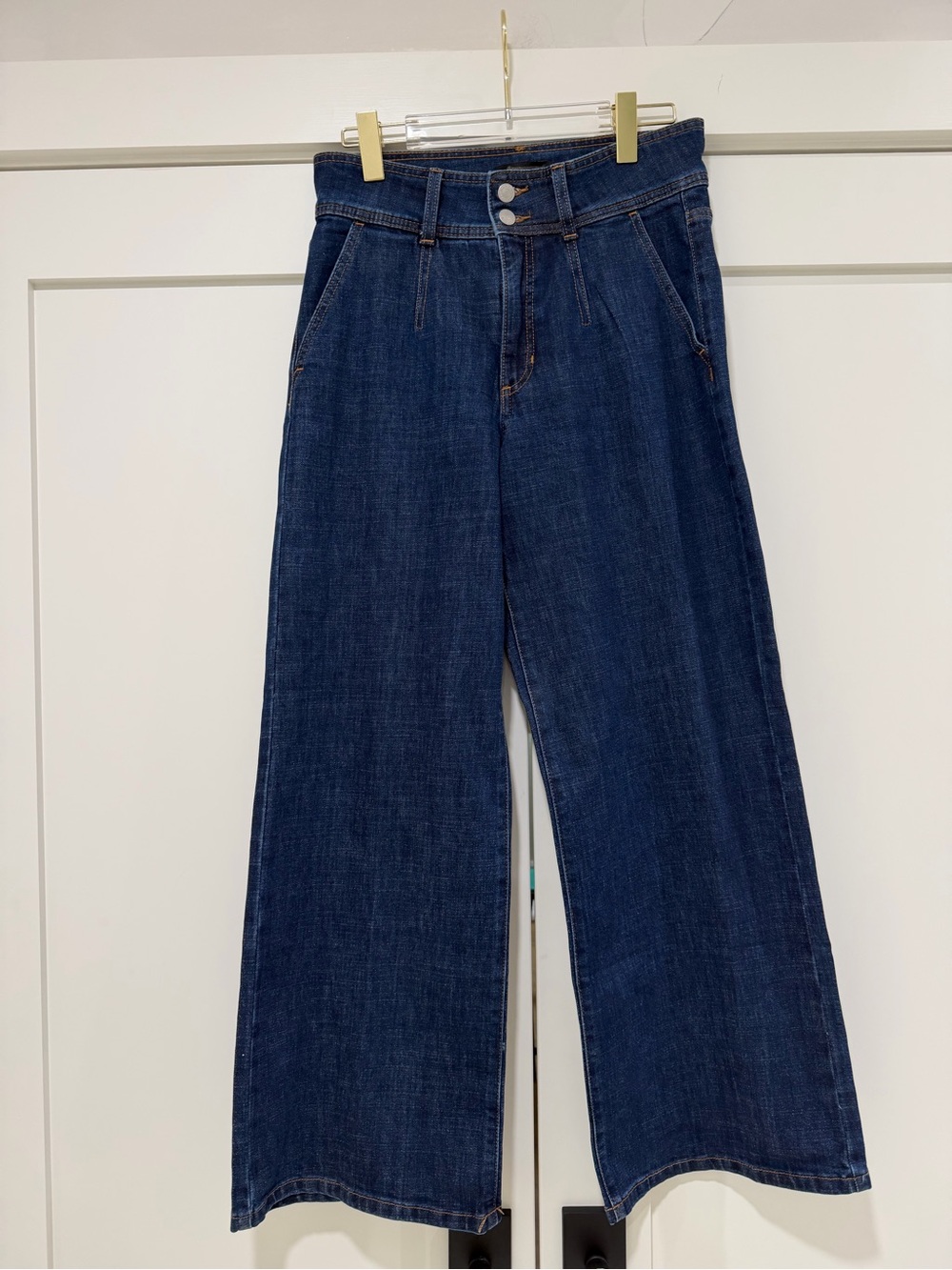 Banana Republic Wide Leg High Rise Jeans Size 28 Dark Wash Trouser Denim NWOT